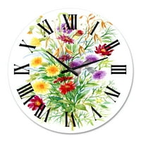 עיצוב עיצוב 'פרחי בר צבעוניים בטבע' שעון קיר בית חווה