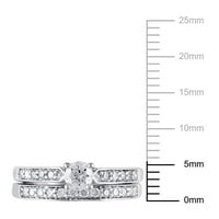 Miabella's Carat T.W. סט טבעת כלות כסף סטרלינג יהלום