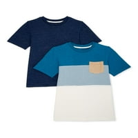 חולצות טריקו לכיס שרוול קצר בלעדי בנים, 2 חבילה, מידות 4-18