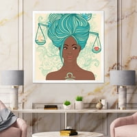 עיצוב אמנות 'דיוקן של אישה אפרו-אמריקאית עם שיער כחול אני' הדפס אמנות ממוסגר מודרני
