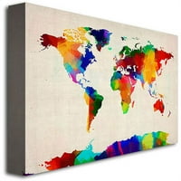 אמנות סימן מסחרי ציור ספוג מפת עולם אמנות בד מאת מייקל טומפסט