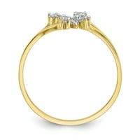 זהב צהוב זהב ראשוני זהב צהוב עם טבעת פרפר מעוקבת עם ציפוי רודיום לבן