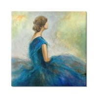 תעשיות סטופל אישה מתלהבת שמלה כחולה דמות קלאסית ציור ציור גלריית גלריית בד עטוף קיר הדפס קיר, עיצוב מאת