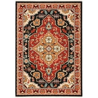 שטיח אזור אוריינטלי מסורתי של וינס, אדום שחור 1, 5 '8'