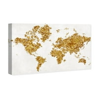 וינווד סטודיו מפות ודגלים קיר אמנות בד הדפסי' כל האהבה בעולם ' עולם מפות - זהב, לבן