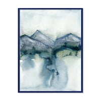 מינימליסטי נוף של הרים שלג ועצים ממוסגר ציור בד אמנות הדפסה