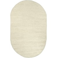 שטיח אזור צמר קלוע של פנלופה, 3 '5' סגלגל, לבן לבן