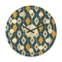עיצוב 'מופשט רטרו דפוס II' של שעון קיר עץ מודרני של אמצע המאה