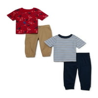 גארנימלים של ילד תינוקות טי וחולצת תלבושת מכנסיים, 4 pc