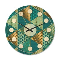 עיצוב 'דינמיקה כחולה וזהב, שעון קיר עץ מודרני של אמצע המאה