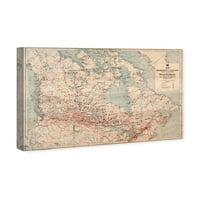 וינווד סטודיו מפות ודגלים קיר אמנות בד הדפסי 'דומיניון של קנדה מפת 1947' אמריקאי מדינות מפות - כחול, לבן