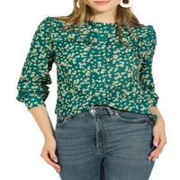 מציאות ייחודיות לפרוע נשים חולצת צוואר עגולה חיננית חולצה פרחונית מודפסת