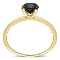 Miabella's נשים 1- קראט T.W. יהלום שחור 10kt טבעת אירוסין סוליטייר צהובה