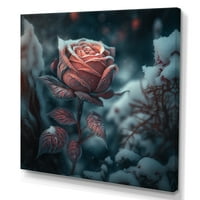 עיצוב אמנות פרח ורדים ורודים פורחים בחורף אמנות קיר בד