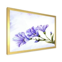 עיצוב אמנות 'פרחי בר כחולים עם עלים ב' הדפס אמנות ממוסגר מסורתי