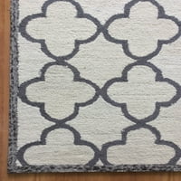 סגנון מודרני בעבודת יד 5 '8' רגל שטיח אזור צמר מלבני - גיבוי מאוחר כותנה - שטיח מקורה, בז '